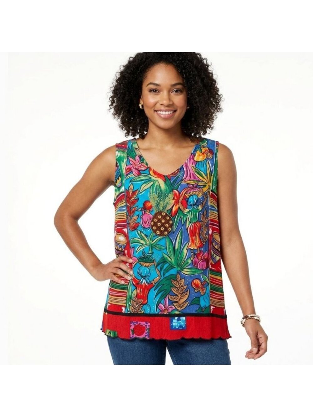 Vintage Key Lime Pie Sleeveless Tank Top Women Size S Tribal Summer Festival